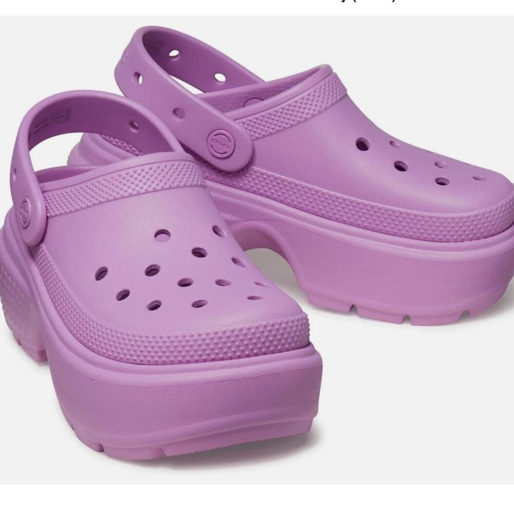 NWT Crocs Stomp 209347-6WQ Sandals Purple Slip On Platform Shoes GBO2626 M9 W 11 - Picture 2 of 11